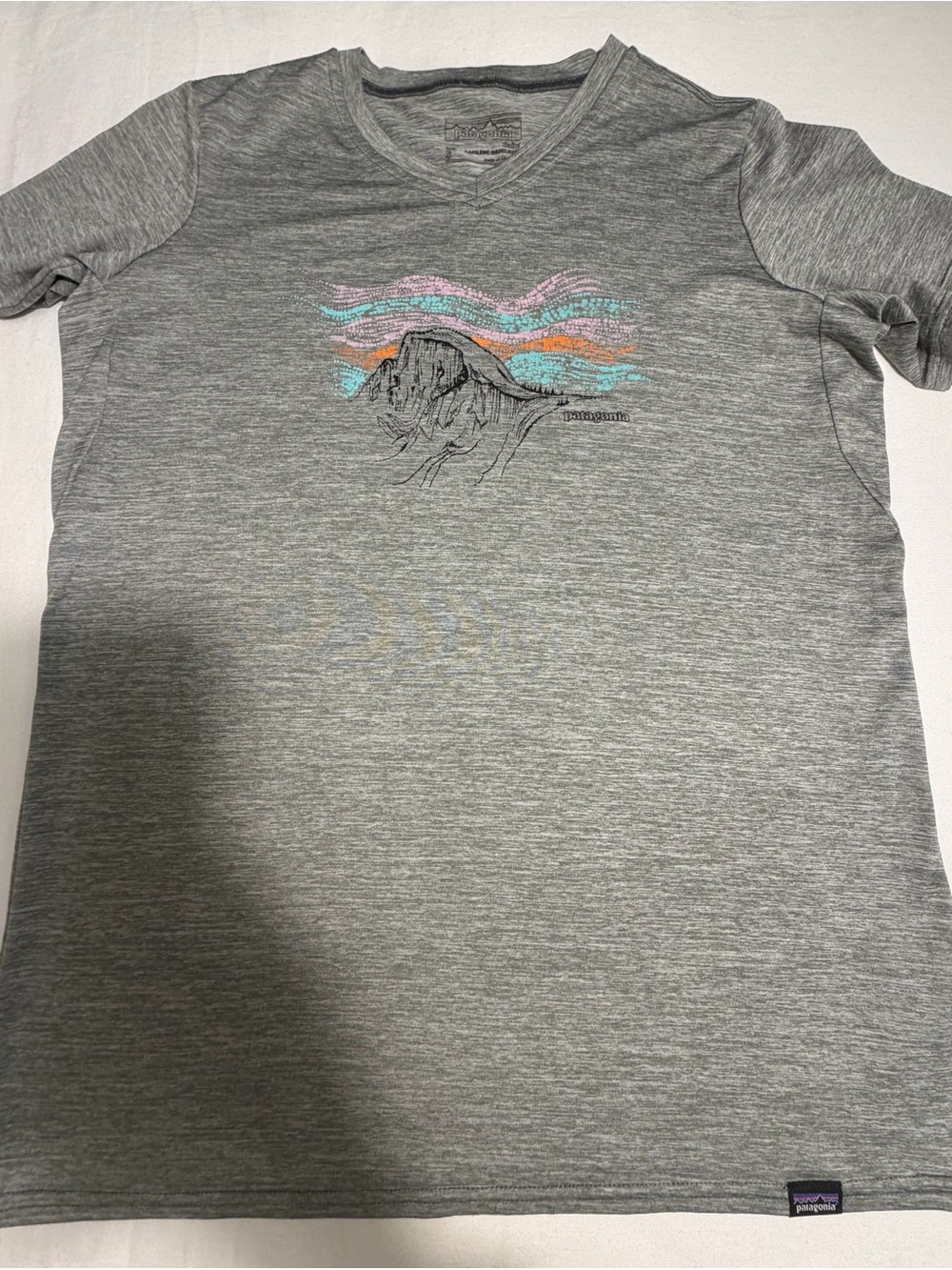 Patagonia Women's Heather Gray Graphic V‑Neck Performance Shirt